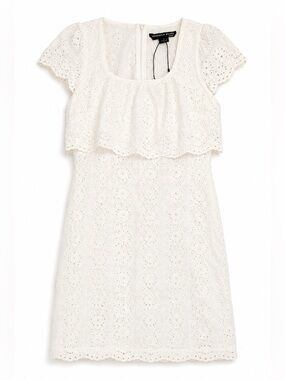 NEW VERONICA BEARD WHITE SHORT SLEEVE EYELET DRESS